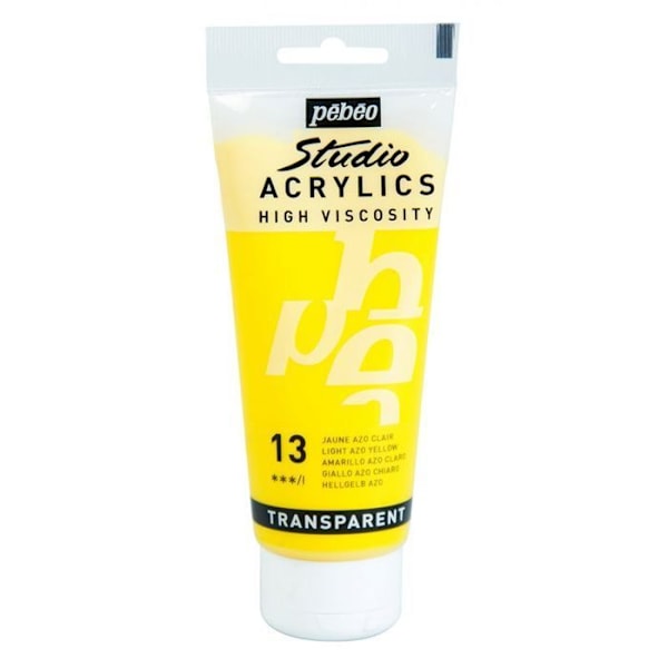 Akrylmaling - Pébéo - Studio - Lys Azo Gul - 100 ml - Satin Ljus Azo Gul