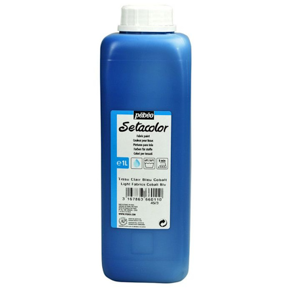 Textilmålarfärg - Setacolor - KOBALTBLÅ - 1 liter - Matt och glänsande färger - Ljusbeständighet BLÅ KOBALT