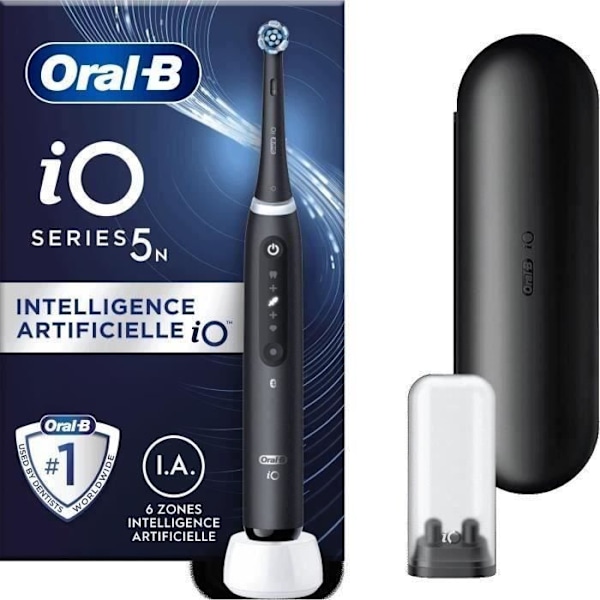 ORAL-B iO5 tilsluttet elektrisk tandbørste - sort - Bluetooth, 1 børstehoved og 1 rejsetaske Svart