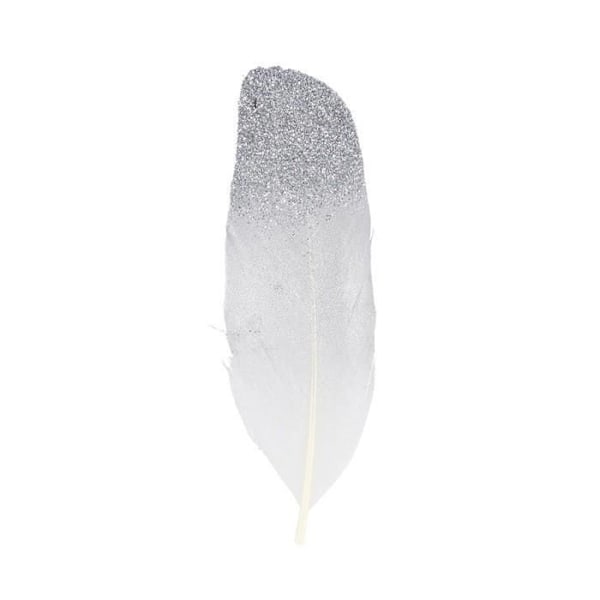 6 silver glitter feathers Silver