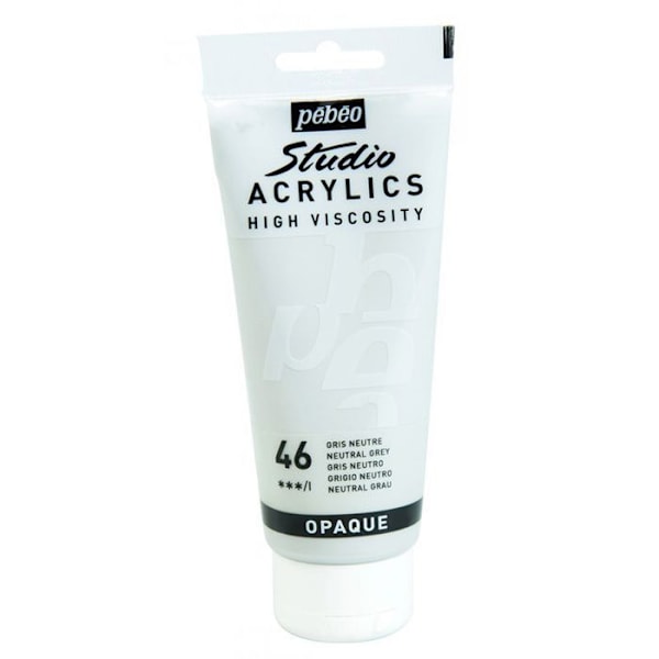 Akryylimaali - Pébéo - Studio - Neutraali harmaa - 100 ml - Satiini Neutral grå
