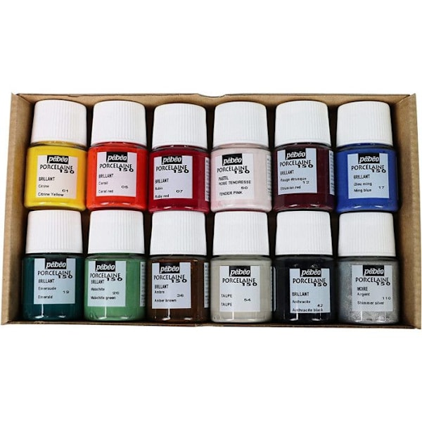 Udforskning Kasse - Pébéo - Porcelæn Maling - 12 potter á 20 ml - Blandet - Voksen
