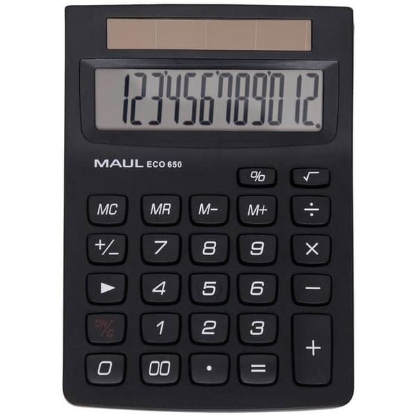 Bordregner - MAUL - ECO 650 - 12 cifre - Sort sort