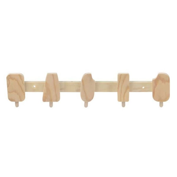 Krokar i trä - Glas - 5 krokar - 41,8 x 10 x 15 cm - Beige - Inomhusförvaring Beige