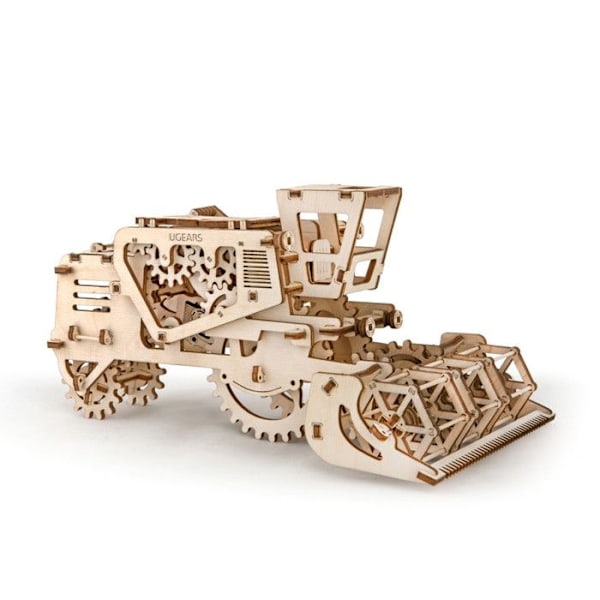 Modell / Motoriserat mekaniskt 3D-pussel 100 % TRÄ - UGEARS - Skördetröska Beige