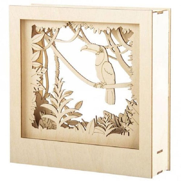 Dekorativ träram med 3D-mönster - 24 x 24 x 6,5 cm - Toucan Beige
