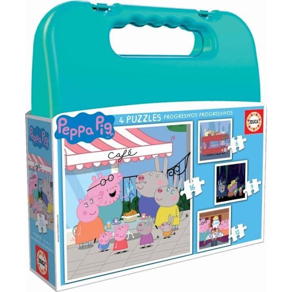 Peppa Pig Progressive Puzzle - Set med 4 pussel - 12 till 25 bitar - Educa Flerfärgad