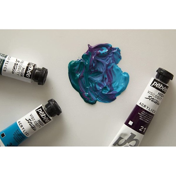 Akrylmaleri - PEBEO - Studio Acrylics - 40 tuber af 20 ml - Multifarvet - Klæbende og vandfast Flerfärgad