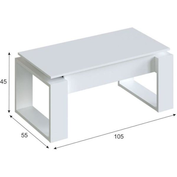 Lyftbart soffbord - Vit melamin - L 105 x D 55 x H 45 cm NOVA Vit