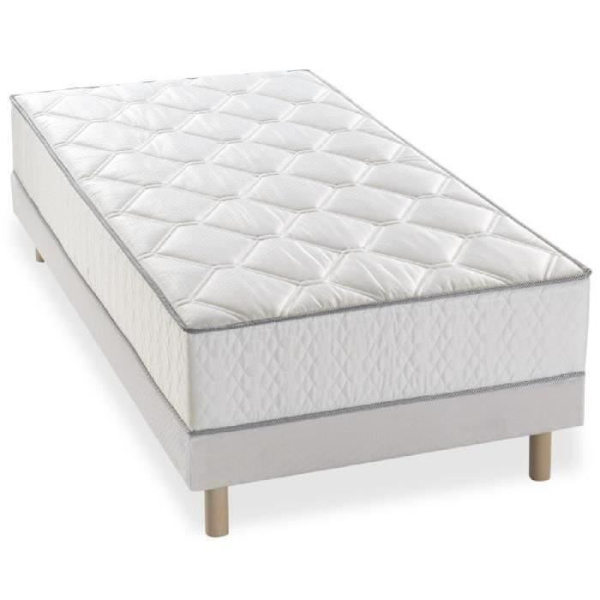 Springmadras + boxspring sæt 90 x 190 - Tykkelse 23 cm - Balanceret komfort - DEKO DREAM Hyvyys Vit