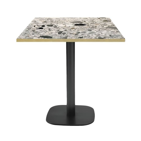 Pöytä 70 x 70 cm - Pyöreä terrazzo cepp malli messinkireunalla Grå