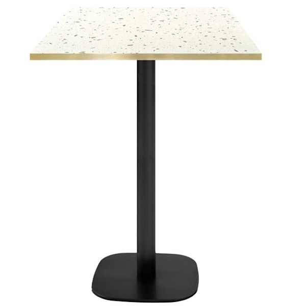 Korkea pöytä 60 x 60 cm - Pyöreä terrazzo cassata malli messinkireunalla Vit