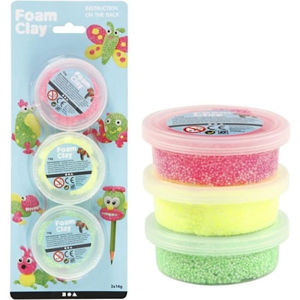 Itsekovettuva muovailuvaha Foam Clay - Neon - 3 kpl Neon