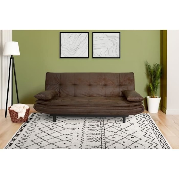 DARIUS sovesofa - Brunt stof - L 194 x D 121 x H 83 cm - Fremstillet i Ukraine kastanj