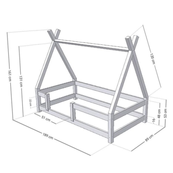 NAKANA børnekabineseng - GENERISK - 80 x 180 - Massivt træ - Lamel - Blå Blå