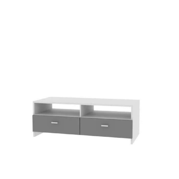 PILVI tv-møbel - Hvid og matgrå - Moderne - L 95 x D 36 x H 34,5 cm Matt vit och grå