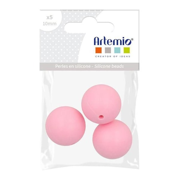 Set med runda silikonpärlor - 15 mm - Rosa - 3 st Rosa