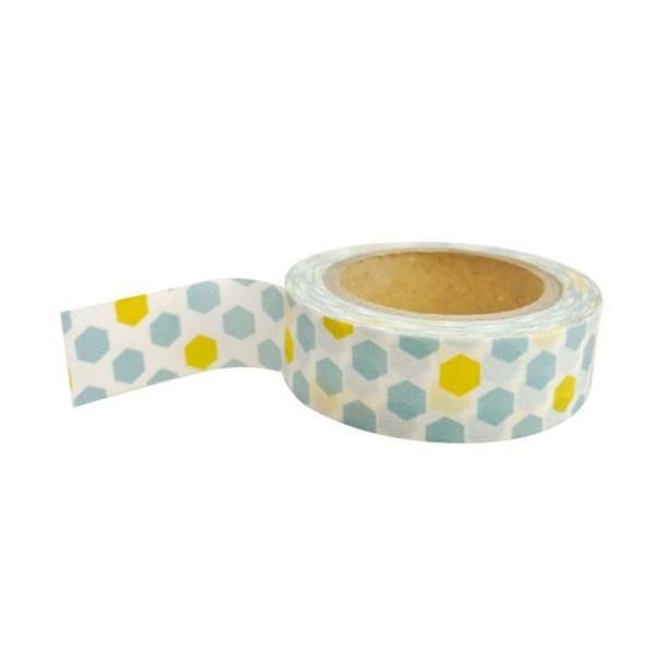 2 malertape med blå og gule mønstre 10 m x 15 mm Blå