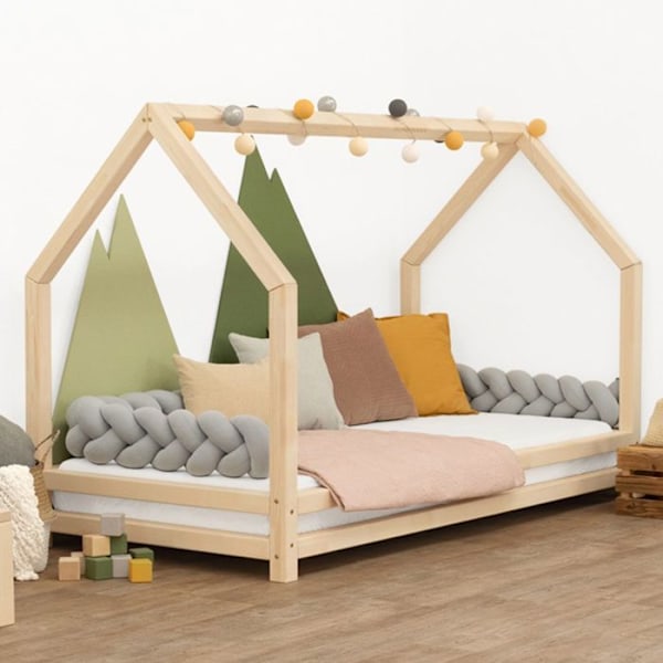 ROLIG barnhyttsäng 120 x 200 naturträ Beige