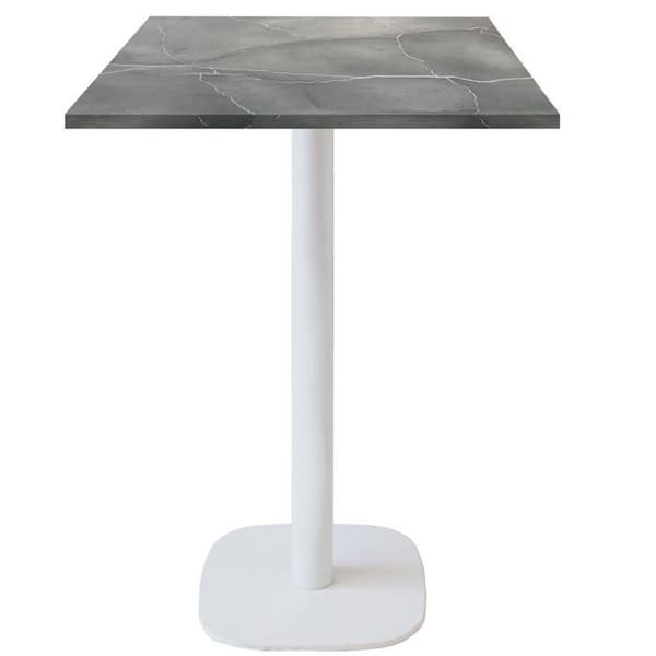 Ståbord 60 x 60 cm - Rund modell, vit underrede, blå måne Grå