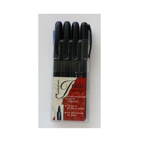 Calligraphy Markers - Manuscript - 4-pack - Musta - Ohut - Extra Suuri - Peittävä Sort