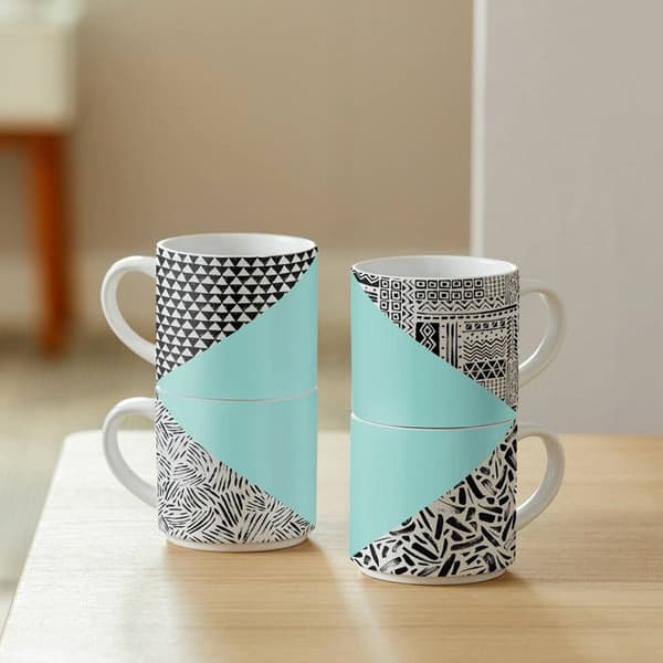 4 Stapelbara keramikmuggar Vit 300 ml - Cricut Vit