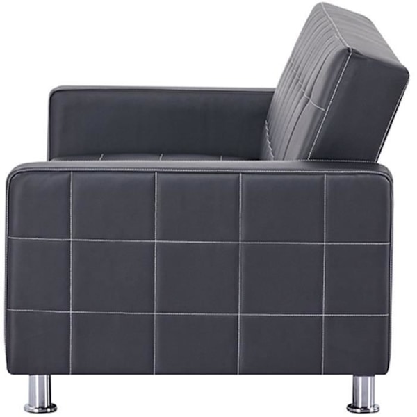 IVANA Straight Clic Clac 3-sits Cabriolet soffa - Svart PU - Modern stil - L 208 x D 86 x H 80 cm Svart