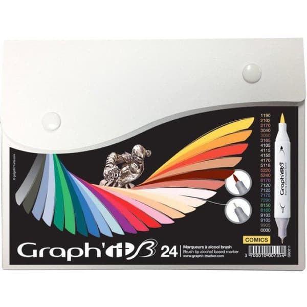 Graph'It - Set med 24 Graph'it Brush Comics-markörer Flerfärgad