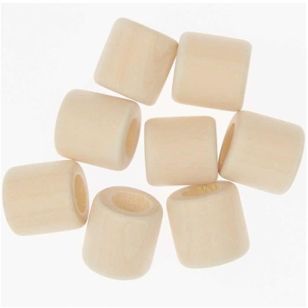8 cylindriska pärlor - naturligt trä - 17 mm Naturlig