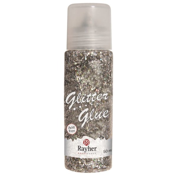 Glitter - Paksu liima, hopea, pullo 50ml pengar