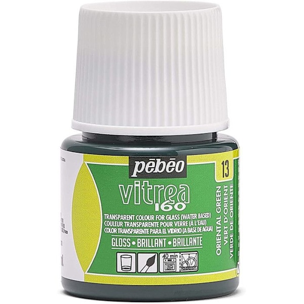 Maalaus - Pébéo - Vitrea 160 - Itämainen vihreä - 45 ml - Kiiltävä Orientgrøn