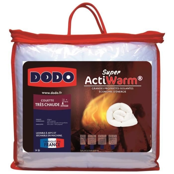 DODO Mycket varmt täcke 450g/m² SUPER ACTIWARM 200x200 cm vit
