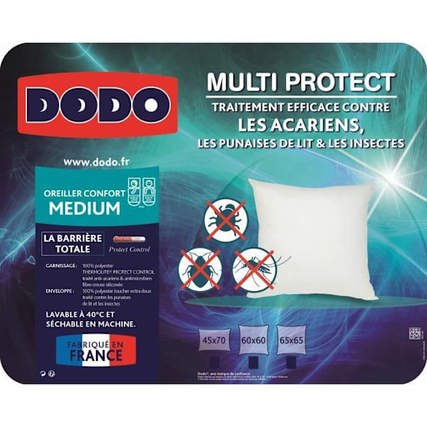 DODO Kudde MULTIPROTECT - 65 x 65 cm Vit