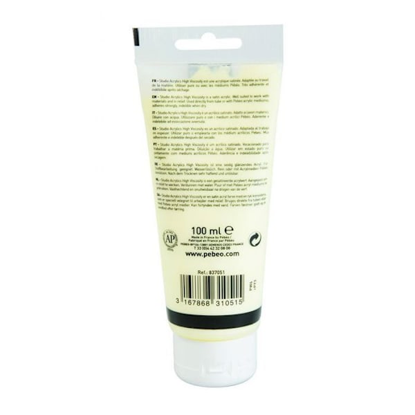 Akrilfarve - Pébéo - Studio - Lys Gul - 100 ml - Satiné Gul ljus