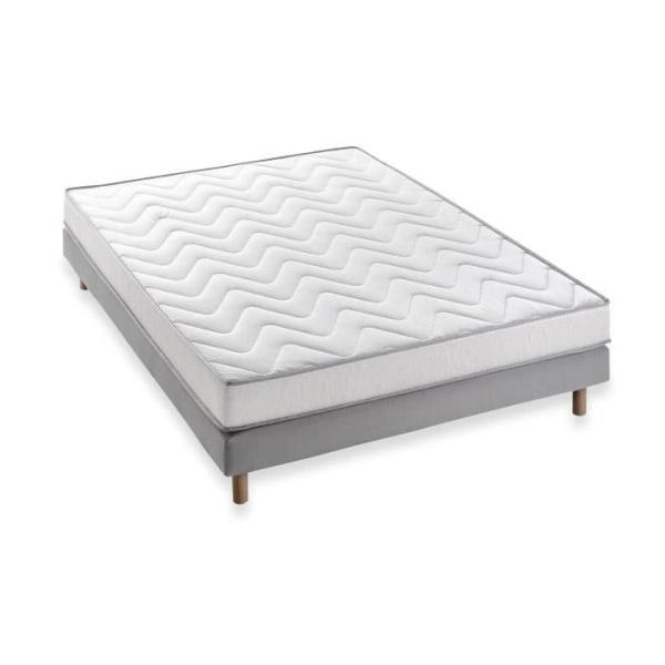 DEKO DREAM Memoflex Madrassæt 140 x 190 cm + boxspring - 5 zoner og memoryskum - 16 cm Vit