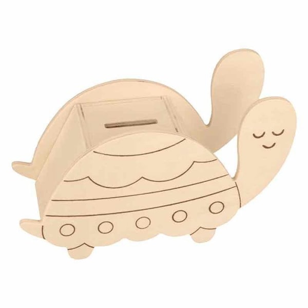 Skildpadde sparegris i træ - 18,5 x 7 x 13 cm Beige