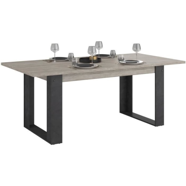 CESAR rektangulärt matbord - Svart Grå beige ekdekor - 6 personer - industriell - L 200 x D 78 x H 100 cm - PARISOT