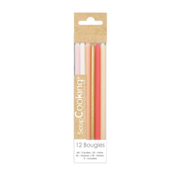 Långa ljus - Klassisk - Rosa/Guld - 12 cm - 12 st rosa och guld