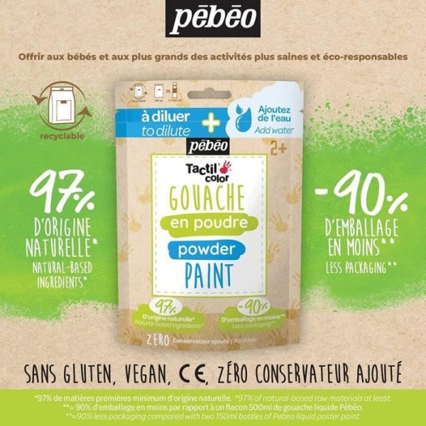 Sachet Gouache pulver 100g Svart