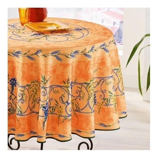 Rundduk - Provençale - Glycin - 100% Polyester - Tvättbar - Fläcksäker Gul
