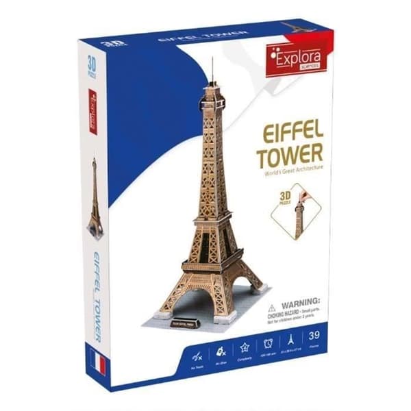 Puzzle 3D - Eiffeltårnet - Byggespil - EXPLORA - 39 dele - Fra 5 år
