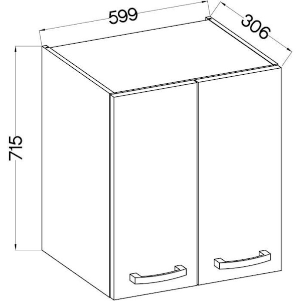 Højskab med hængslede døre - Matgrå - L 60 cm x D 31,6 x H 72 cm - LASSEN Grå
