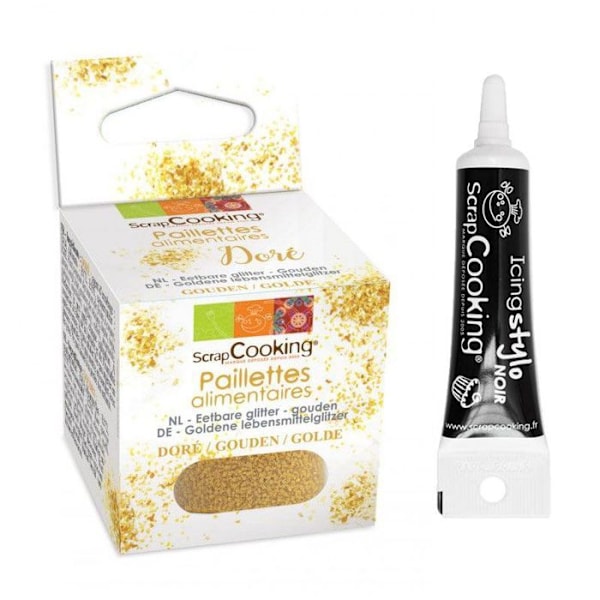 Guld Food Glitter + Sort glasurpen