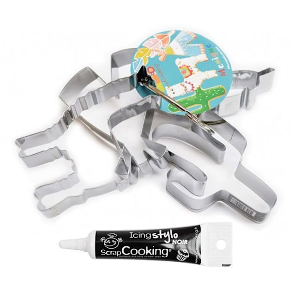 4 Llama Cookie Cutters + Black Icing Pen