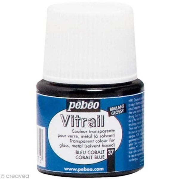 Vesiväri lasimaalaus - Pébéo - 45 ml - Läpinäkyvä koboltinsininen Transparent koboltblå