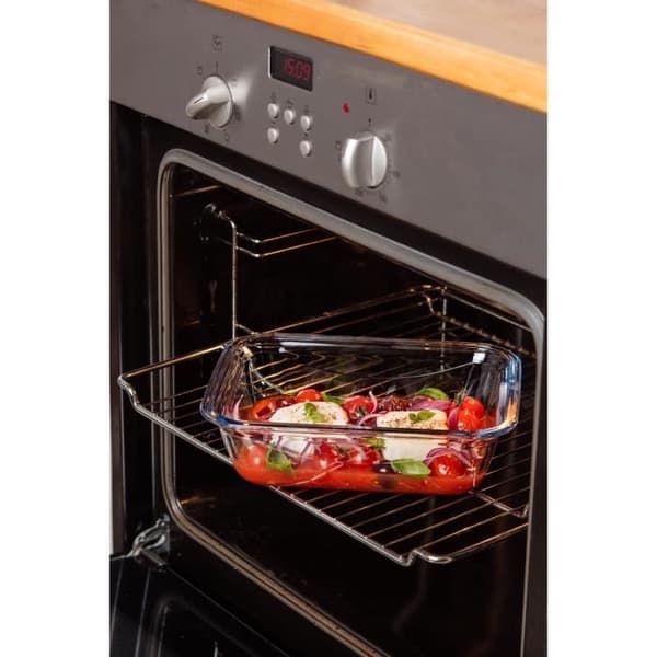 Rektangulär låda med lock - PYREX - 1451028 - 30 x 23 cm - 3,30 L - Cook & Go - Bas i borosilikatglas klar och blå