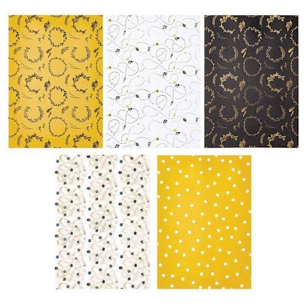 Dekorerat papper A4 - Rico Design - Nostalgisk Jul - Svart/Guld - 30 ark - 120/270 gr/m² Svart guld