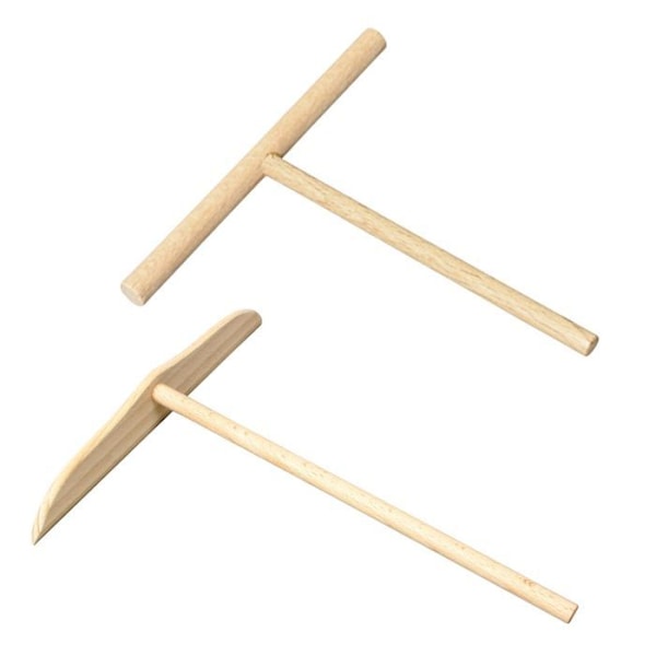 2 pannkakskrattor i trä Beige