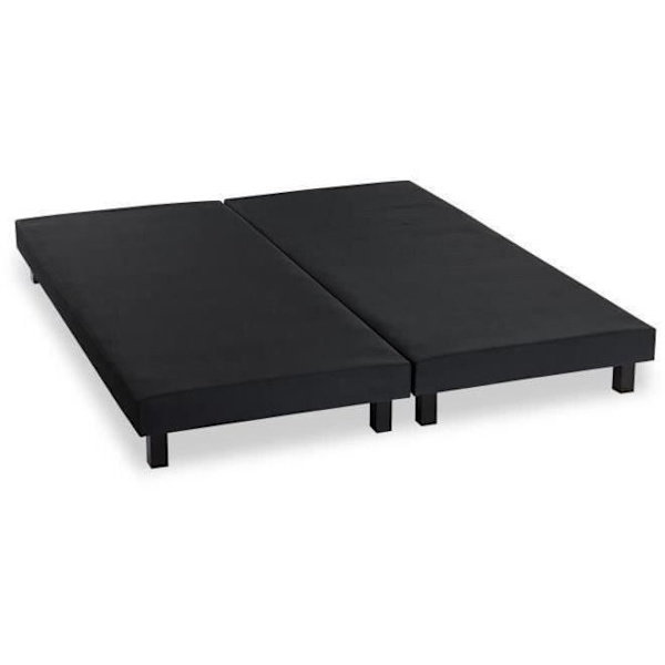 Pehmustetut sälepohjat 2x80x200 cm - Musta massiivipuu + Jalat - DEKO DREAM Rakenne