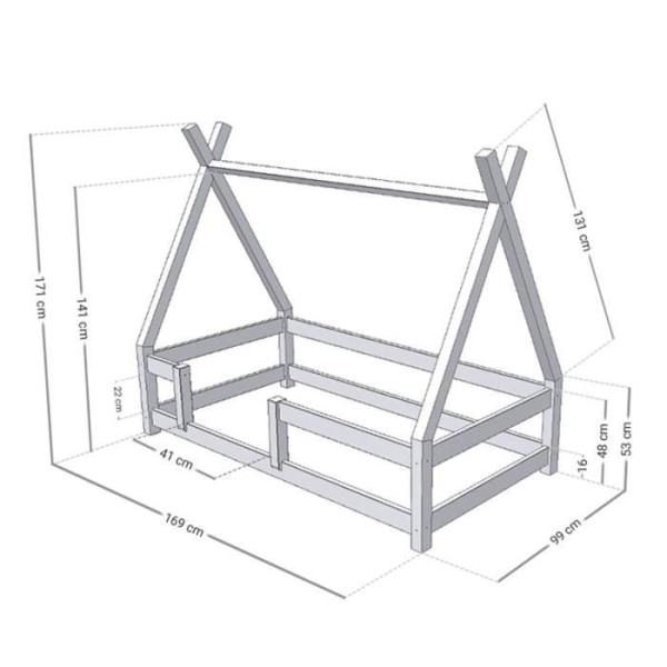 NAKANA børnekabineseng 90 x 160 benzingrøn - GENERISK - Lamel - Massivt træ - Barn Grön